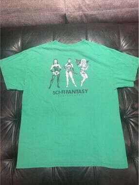 Sci-Fi Fantasy Skateboards  T shirt L Green